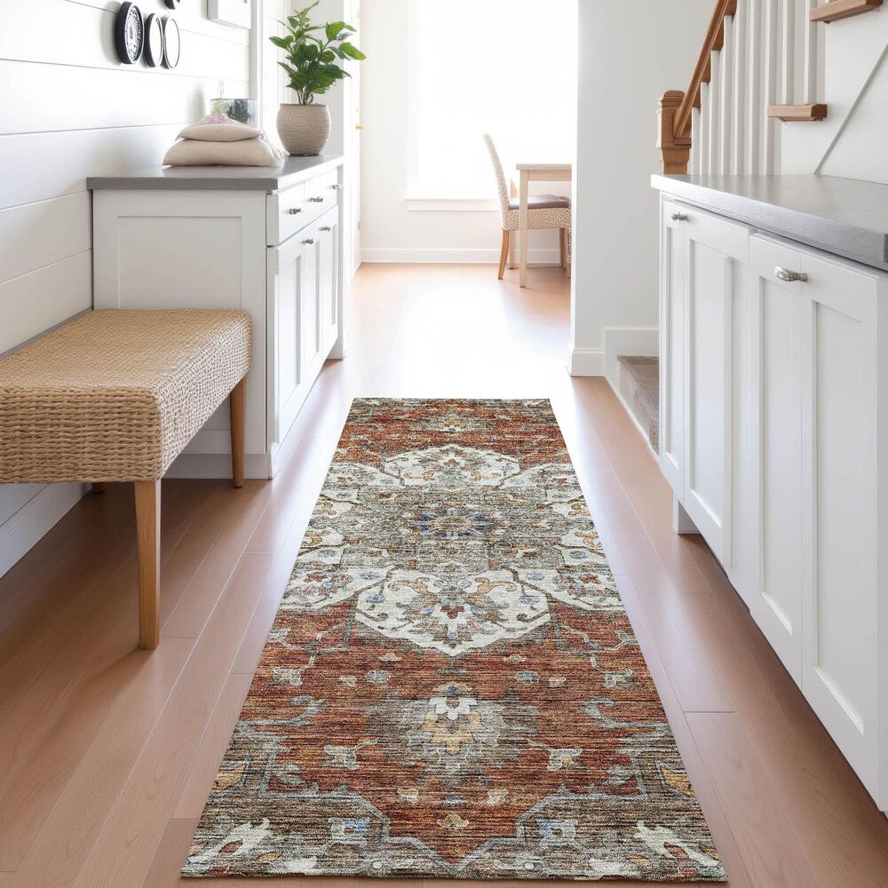 Dalyn Rug Company Silk Road Paprika, Ivory, Beige, Gold, Brown, Gray and Teal 2&#39;3&quot; x 7&#39;6&quot; Runner, , large