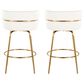 LumiSource Cinch 26" Swivel Counter Stool with White Upholstery in Gold (Set of 2), , large