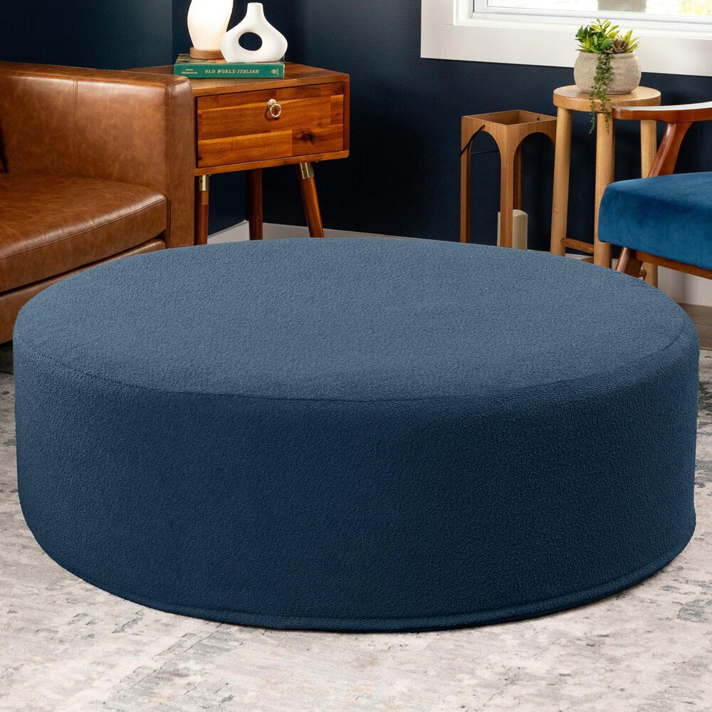 Jaxx Candler Round Ottoman in Navy, , large