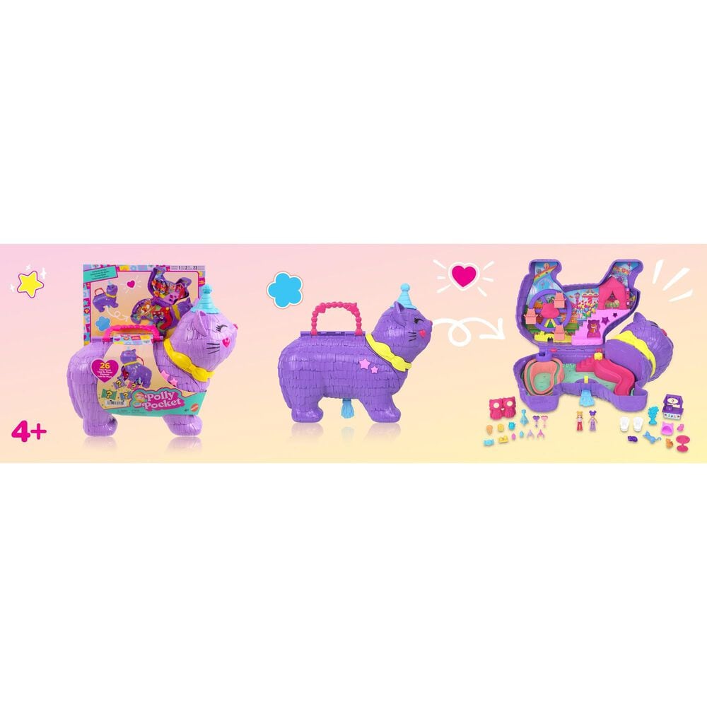 Polly Pocket Party Cat Pinata Playset, , large