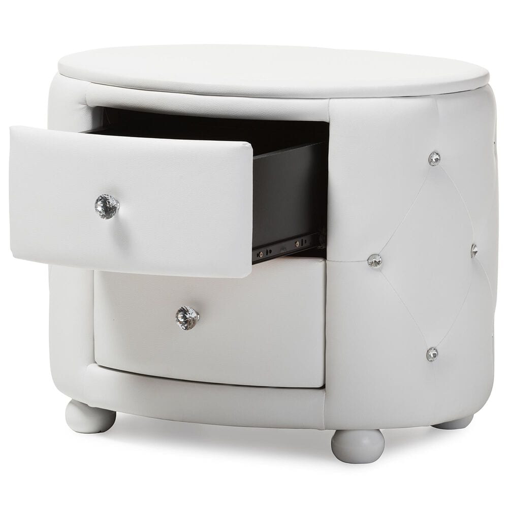 Baxton Studio Davina 2-Drawer Nightstand in White, , large