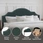 The Monday Company Cynthia Upholstered King Adjustable Headboard with Nickel Nail Heads in Green Velvet, , large