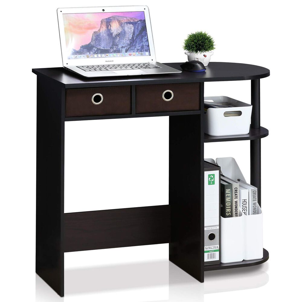 HOMLUX 32" Computer Desk with Two Drawers in Dark Walnut, , large