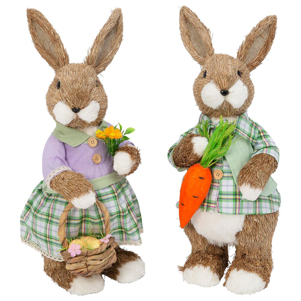 The Gerson Company 17" Easter Bunny Figurine in Multicolor - Set of 2, , large