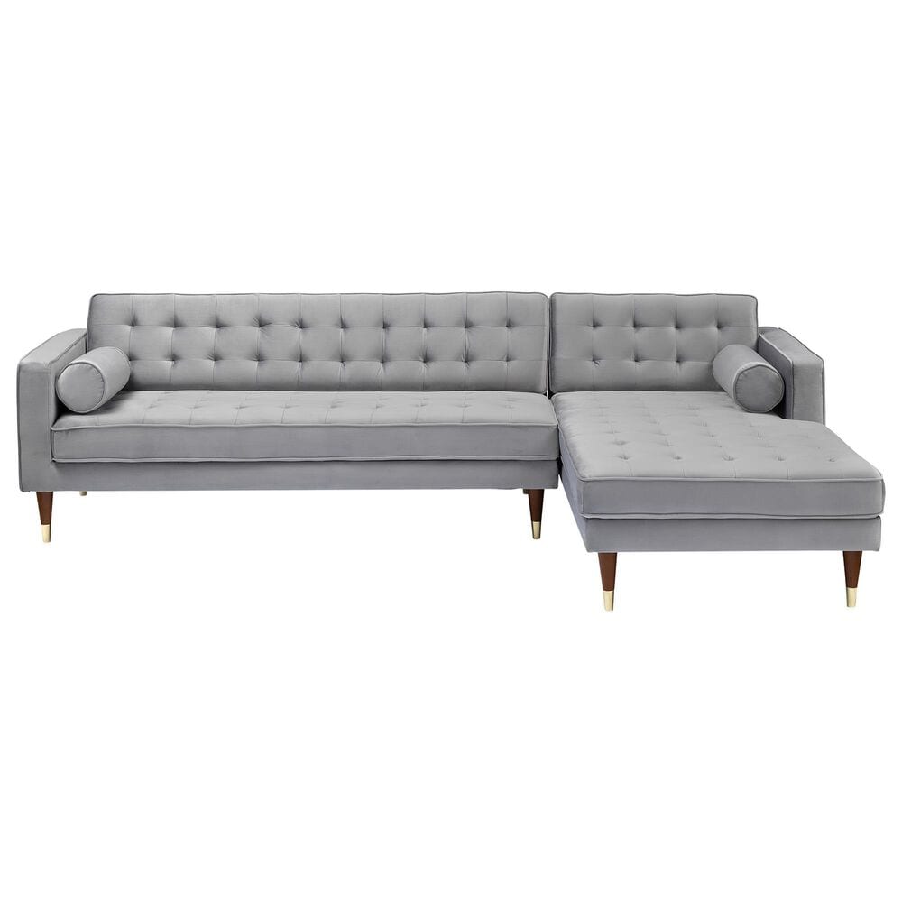 Blue River Somerset Right Sectional Sofa in Grey Velvet, , large