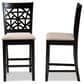 Baxton Studio Devon Counter Height Pub Chair with Sand Cushion in Espresso Brown (Set of 2), , large