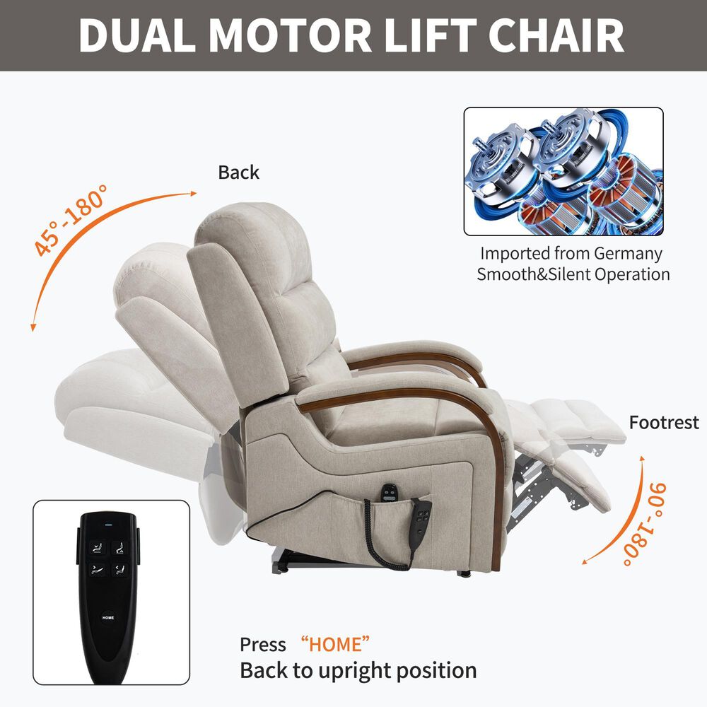 Hearth and Haven Power Lift Recliner in Beige, , large