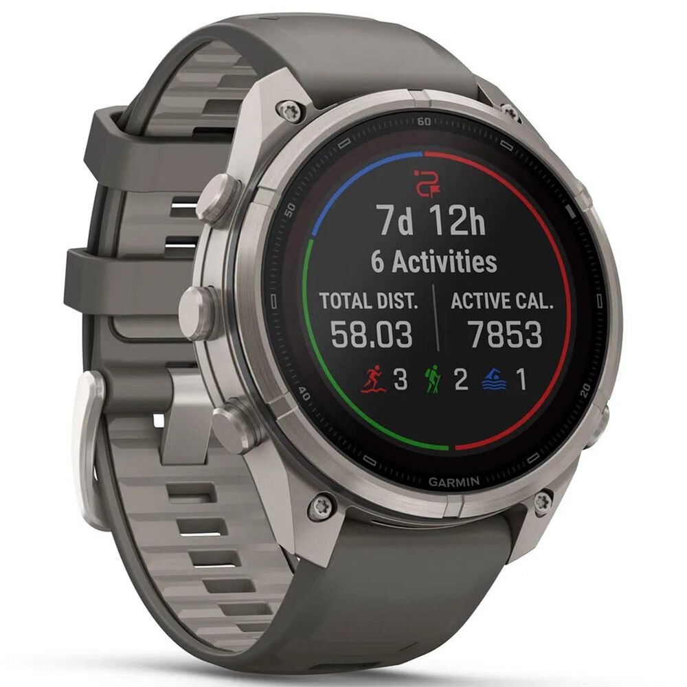 Garmin fenix 9 Pro inReach Solar Smartwatch 47mm Titanium with Pebble Gray and Silver Gray Silicone Band, , large