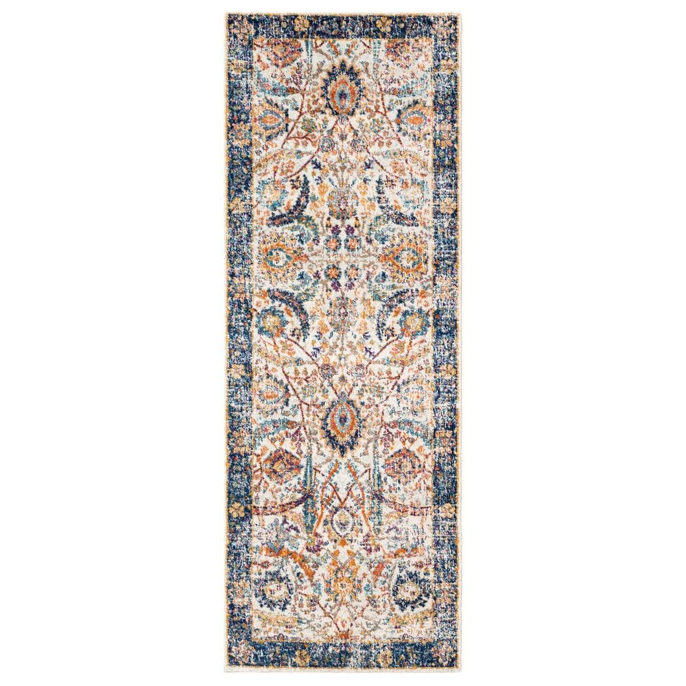 37B Harput Navy, Burnt Orange, Mustard, Teal, Medium Gray, Burgandy and Light Beige 2"7" x 7"3" Runner, , large