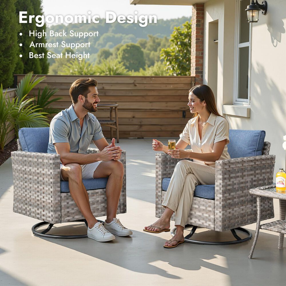 HOMLUX 10-Piece Outdoor Patio Wicker Sectional Furniture Set in Denim Blue, , large