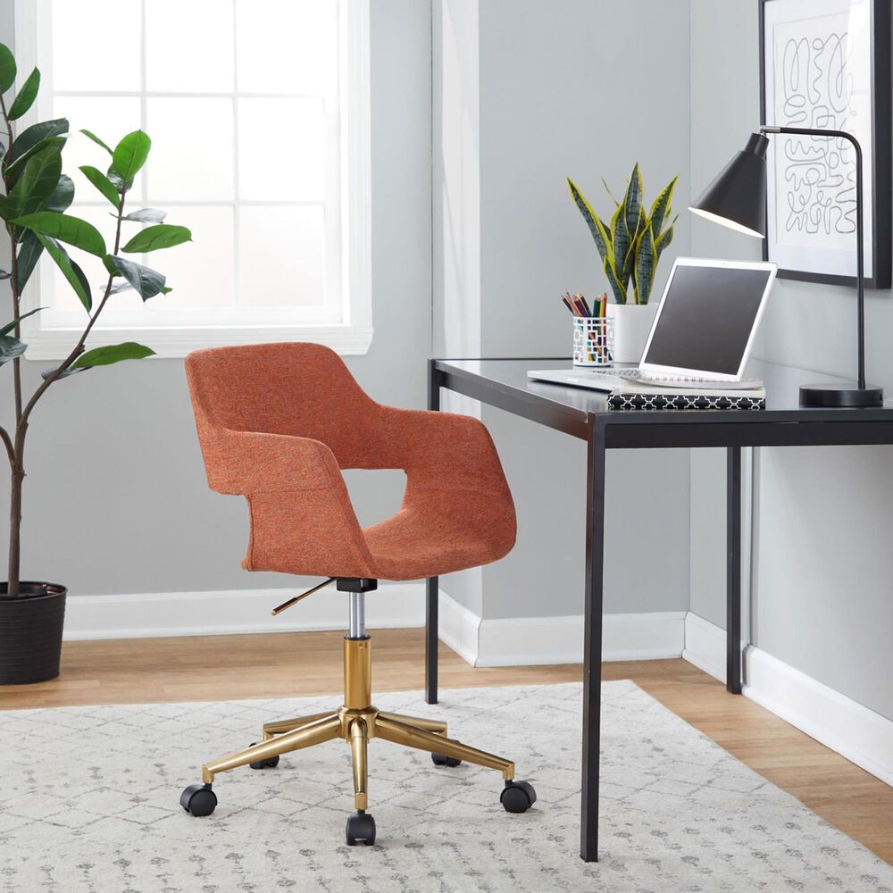 Lumisource Margarite Task Chair with Orange Fabric Cushion in Black, , large