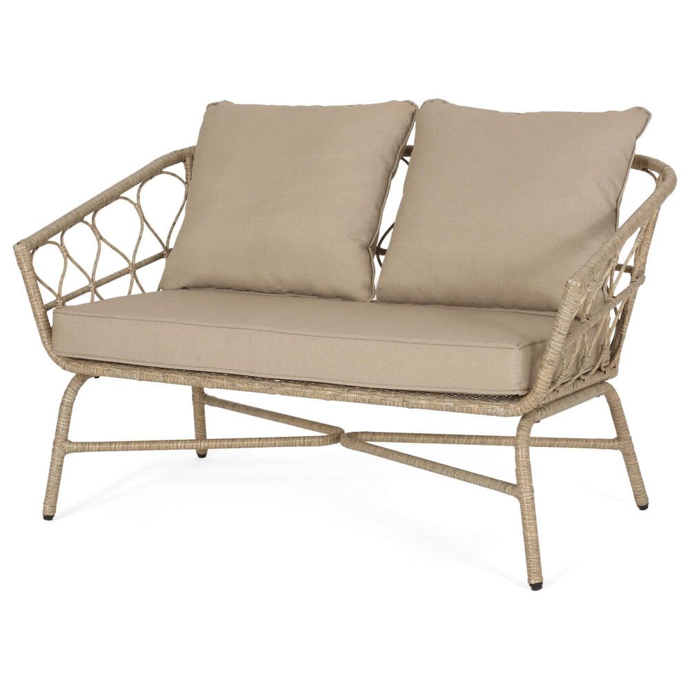 Hearth and Haven Bruce Outdoor Loveseat with Cushions in Brown, , large