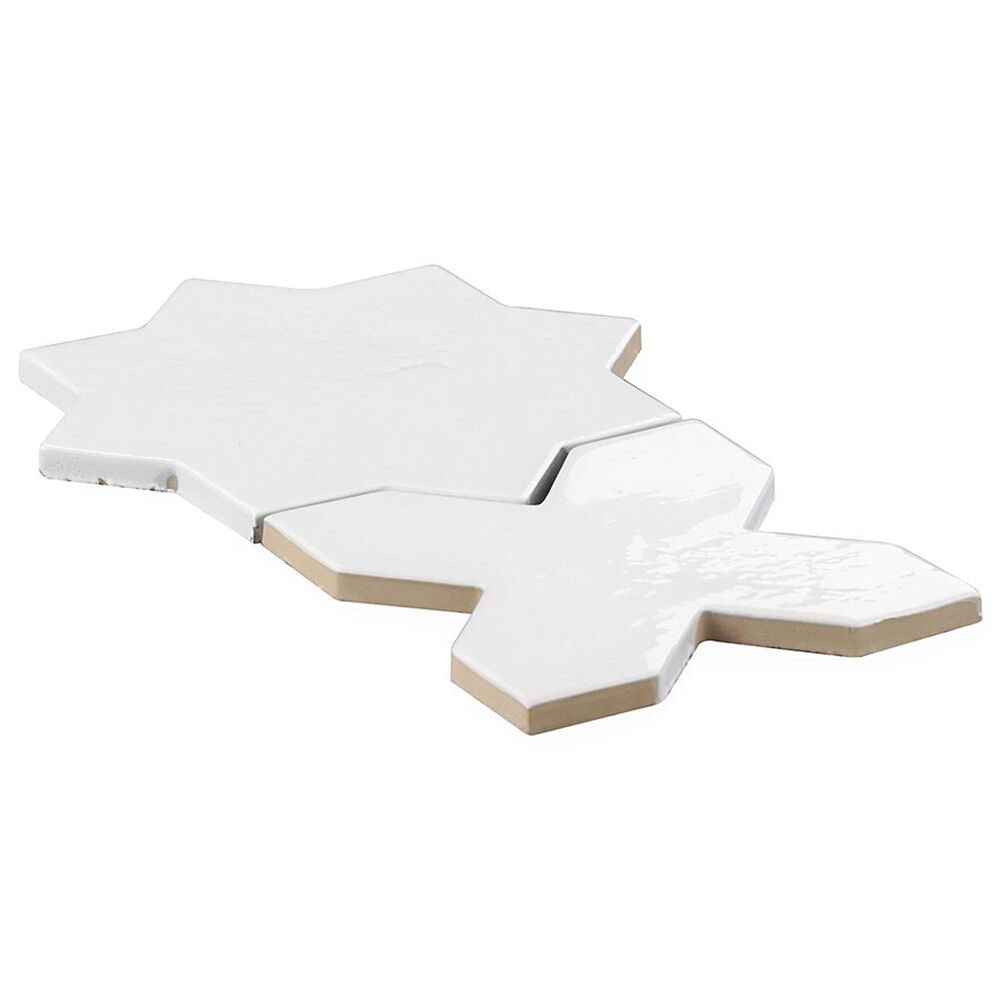 Soho Studio Malta White Star and Cross 6" x 6" Polished Porcelain Tile Kit, , large