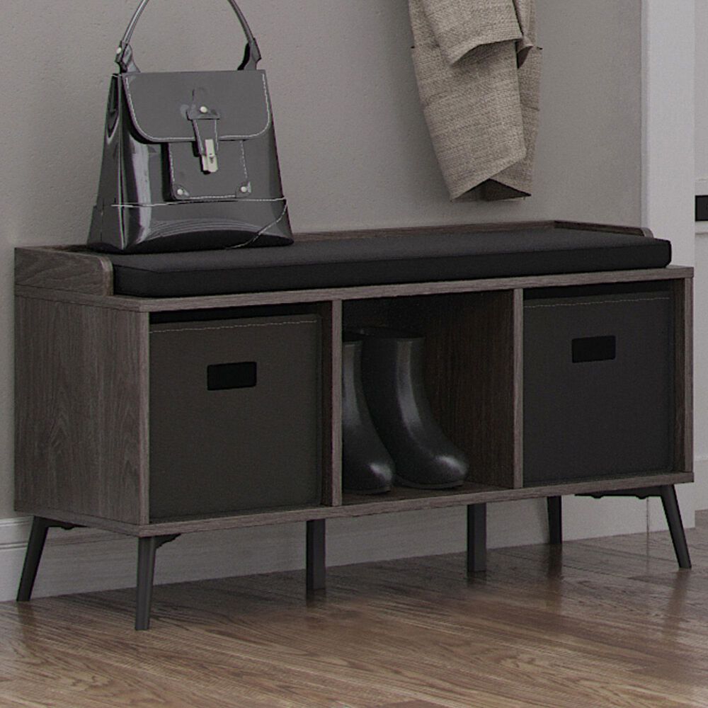 RiverRidge Home Woodbury Storage Bench in Dark Weathered Woodgrain, , large