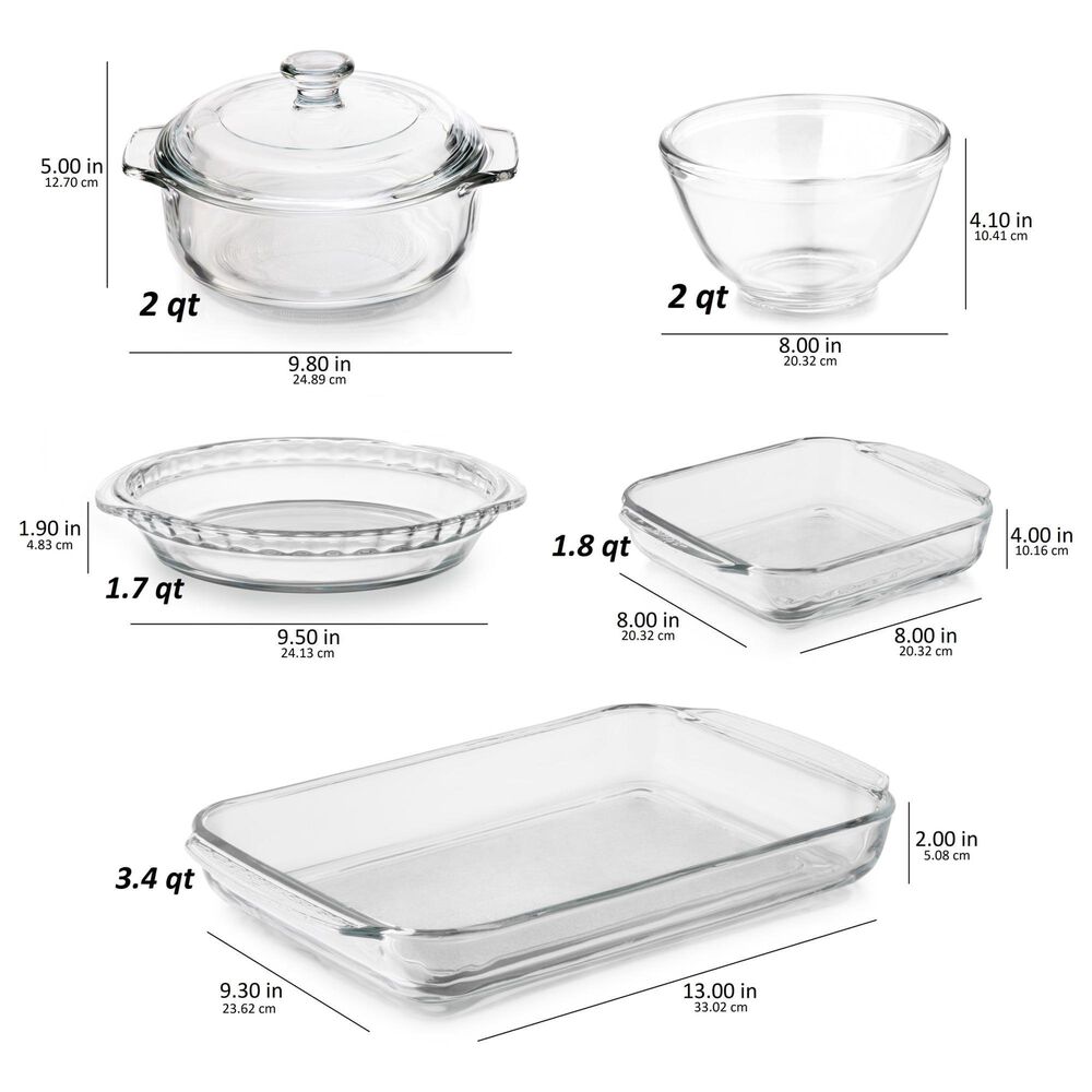 Libbey Glass Baker's Basics 6-Piece Glass Bakeware Set in Clear, , large