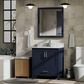 Lexora Home Jacques 30" Single Bathroom Vanity in Navy Blue with 2 cm White Carrara Marble Top and Rectangular Sink, , large