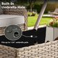 HOMLUX 2-Piece 14.5 ft Patio Umbrella with All-weather Rattan Rectangular Coffee Table Outdoor Set in Dark Blue, , large