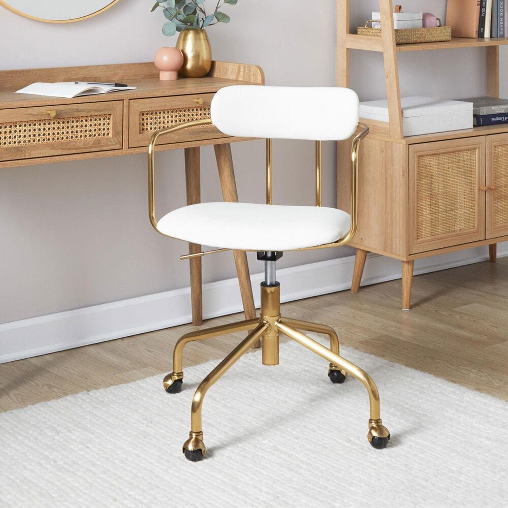 Lumisource Demi Task Chair with Cream Cushion in Gold, , large