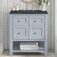 James Martin Vanities Breckenridge 30" Single Bathroom Vanity in Serenity Blue with 3 cm Charcoal Soapstone Quartz Top and Rectangular Sink, , large