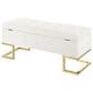 Lumisource Midas Storage Bench with White Velvet Cushion in Gold, , large