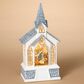 The Gerson Company 11"H Battery-Operated Lighted Spinning Water Globe Church in Gold, Sliver and White, , large