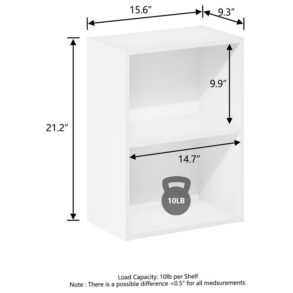 HOMLUX 2-Tier Cube Compact Storage Shelf Organizer Bookcase in White, , large