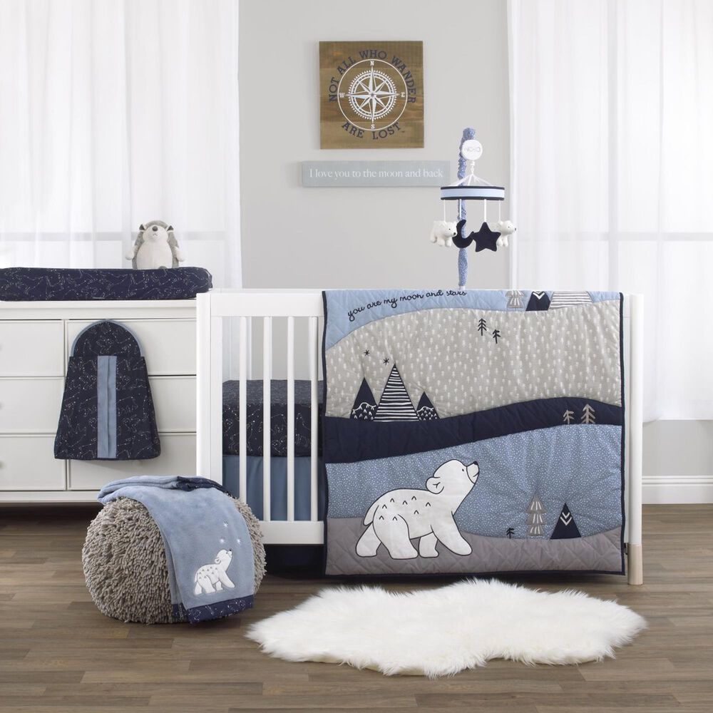 Crown Crafts 4-Piece Crib Bedding Set in Blue, , large