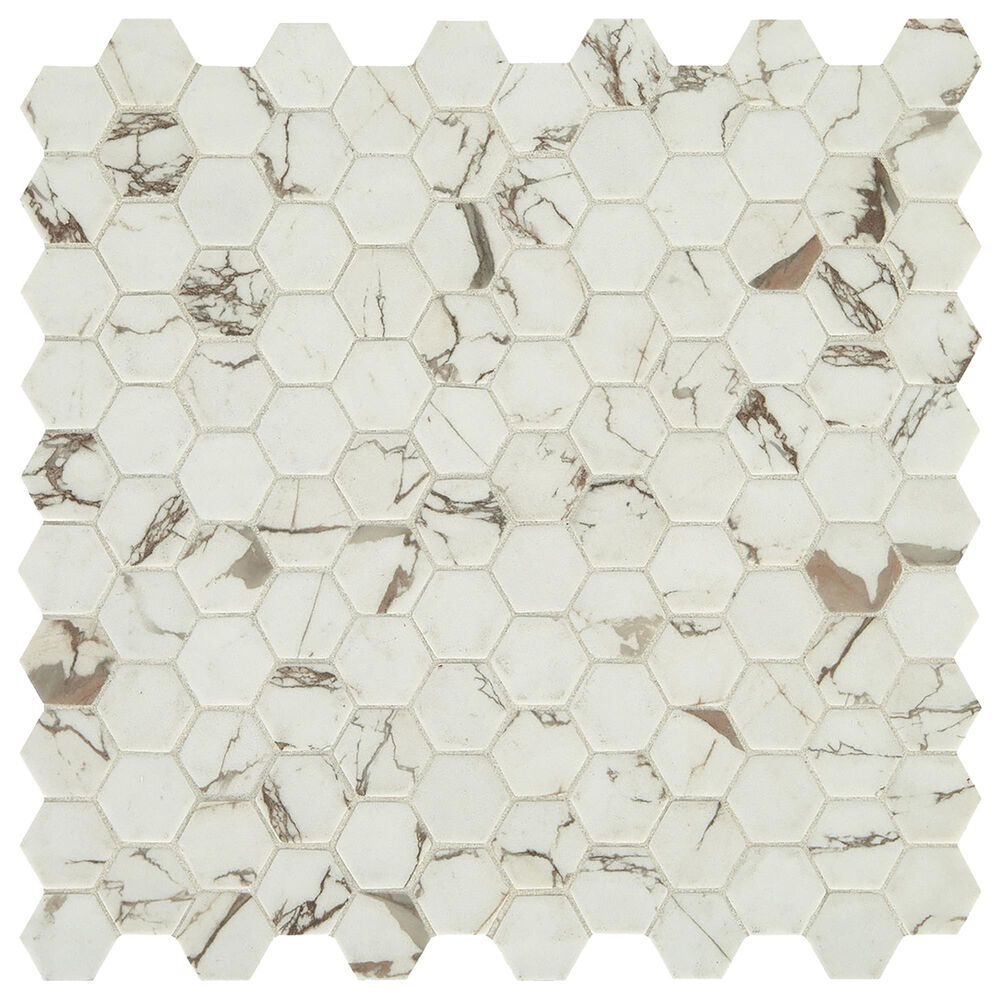 Dal-Tile Uptown Glass Posh Sparkler 1" x 1" Hexagon on 12" x 12" Glass Mosaic Sheet, , large