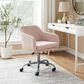 Linon Home Decor Rylen Office Chair with Pink Cushion in Silver, , large