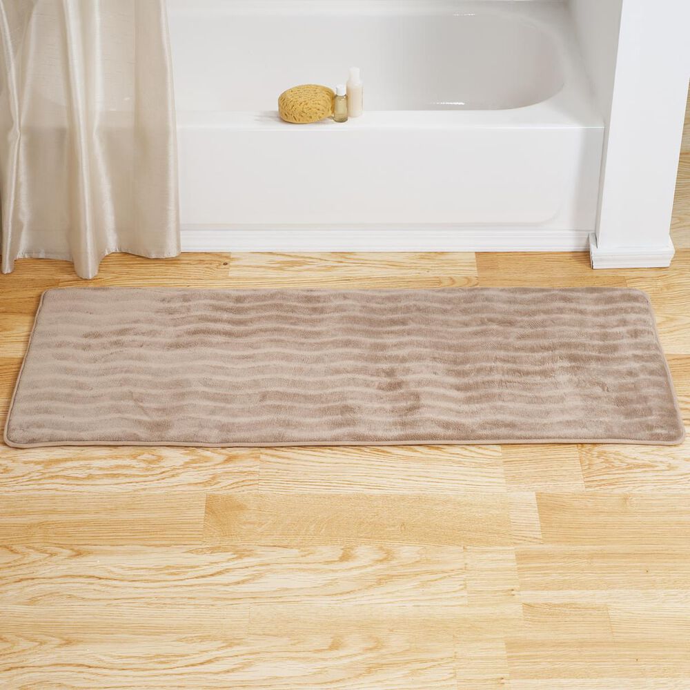 Timberlake 24" x 60" Memory Foam Bath Rug Mat in Taupe, , large