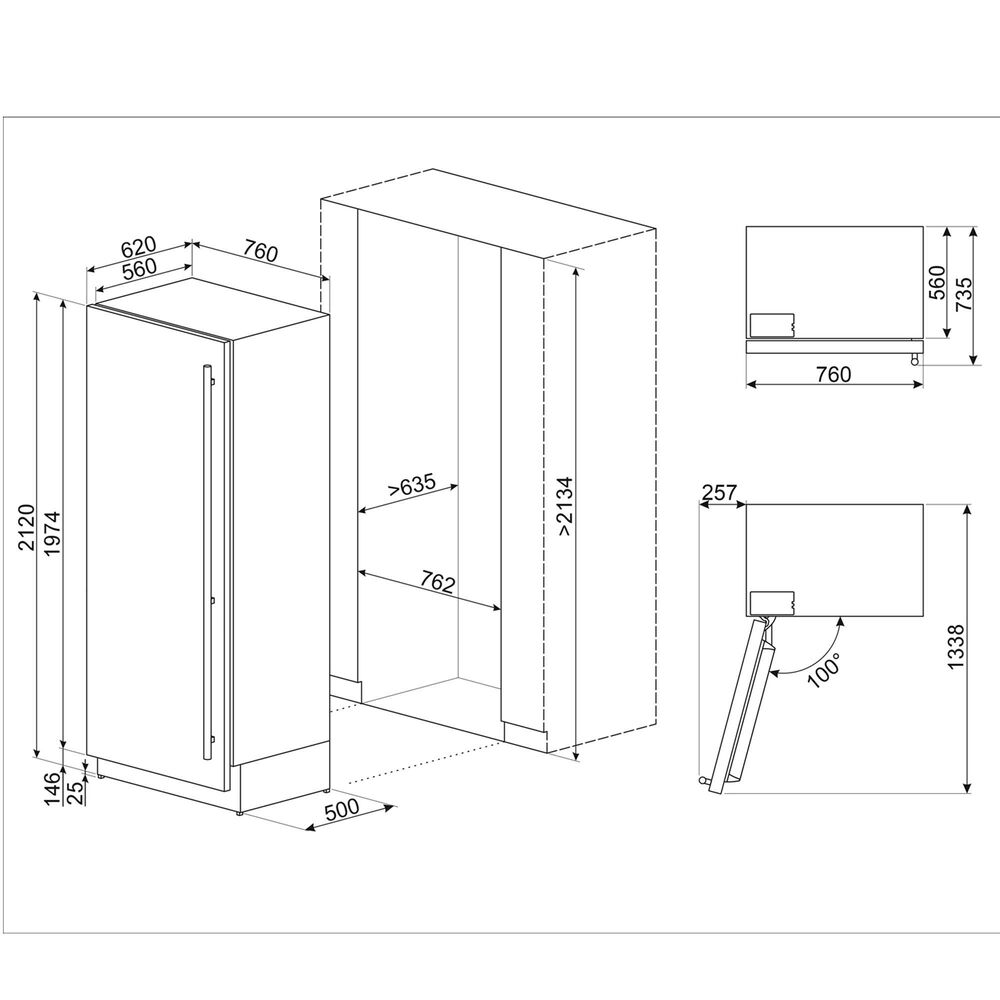 SMEG 15.9 Cu. Ft. Built-in Freezer Column with Ice Maker in Stainless Steel, , large