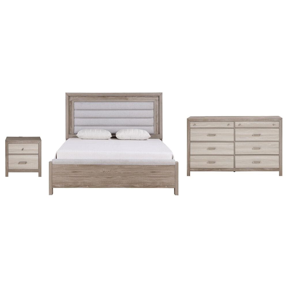 Boulder & Pine Asher King Upholstered Bed with Dresser and Nightstand in Gray, , large