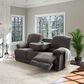 CorLiving Lea Power Reclining Console Sofa with Cupholders & USB Port in Grey, , large