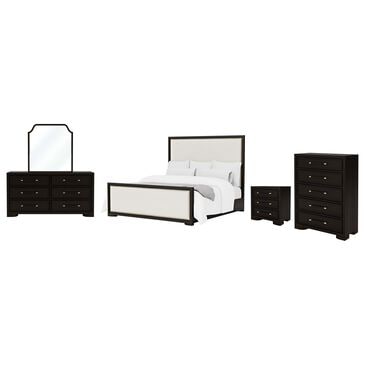 Riverside Furniture Lydia 5 Piece Queen Platform Upholstered Bedroom Set in Dark Cabernet, , large
