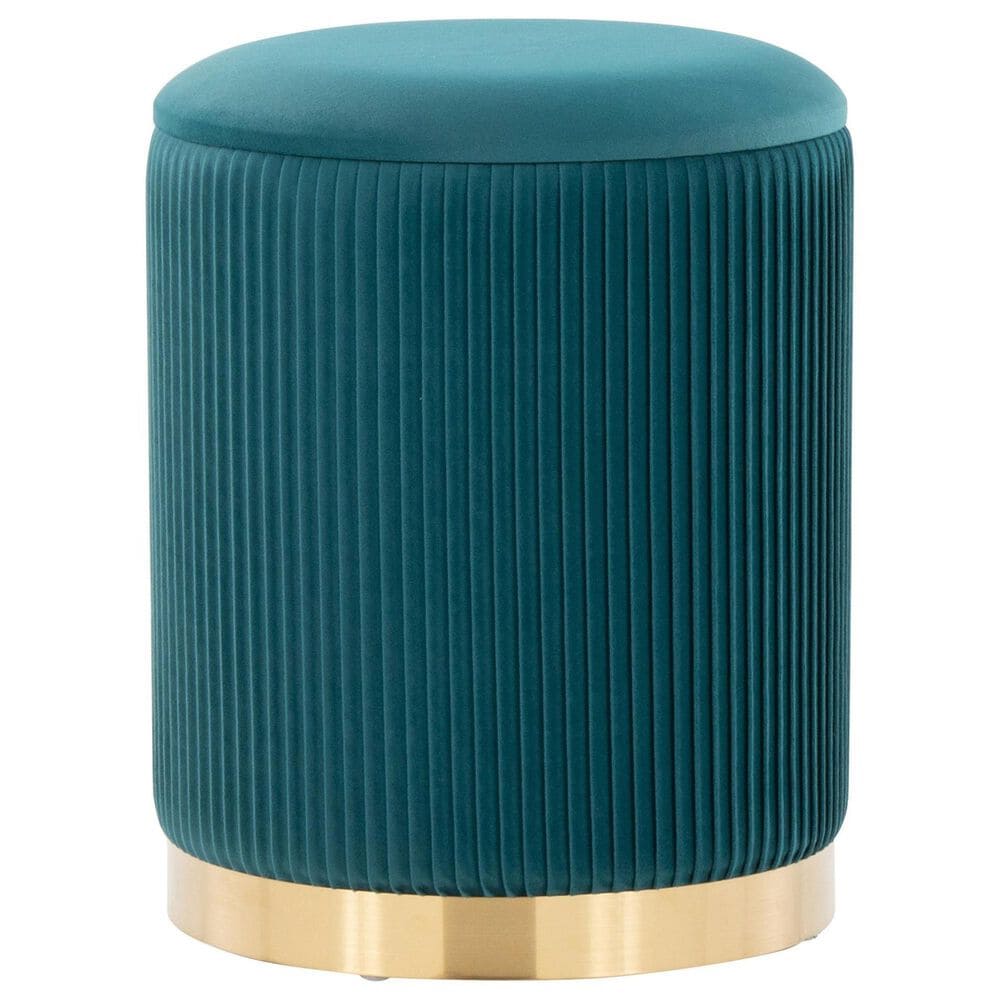Lumisource Marla 2-Piece Nesting Pleated Ottoman Set Peacock Teal, , large
