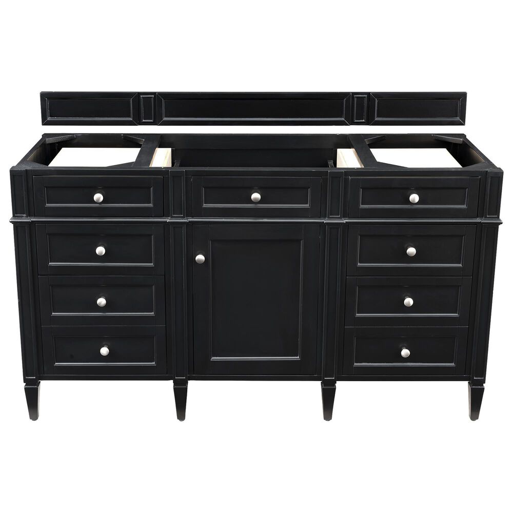 James Martin Vanities Brittany 60" Single Bathroom Vanity in Black Onyx with 3 cm Charcoal Soapstone Quartz Top and Rectangle Sink, , large