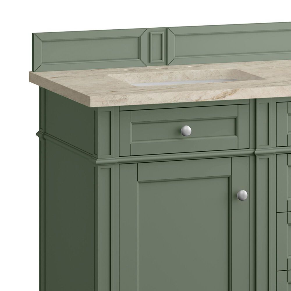 James Martin Brittany 60" Double Bathroom Vanity in Smokey Celadon with 3 cm Tajnar Eclos Top and Rectangular Sinks, , large