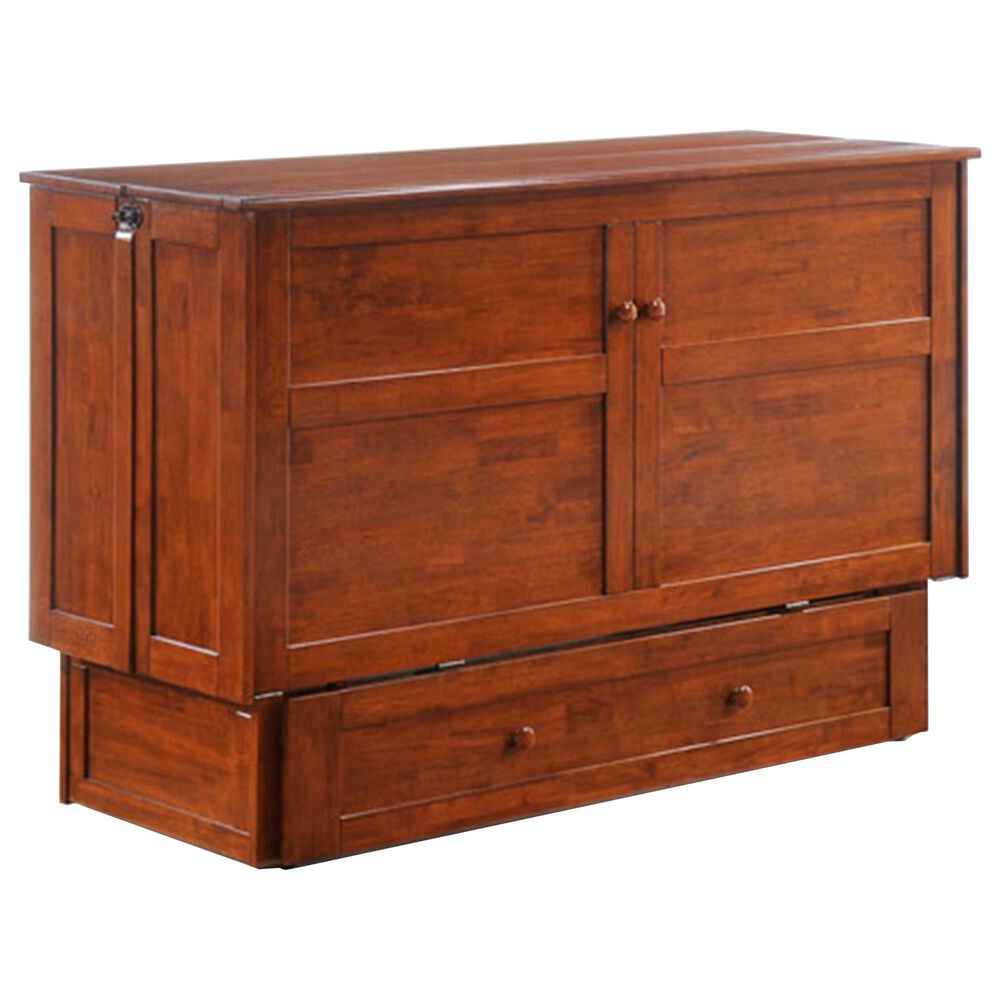 New Day Furniture Clover Murphy Bed with Mattress in Cherry NFM