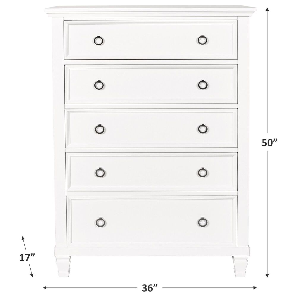 New Heritage Design Tamarack 5 Drawer Chest in White, , large