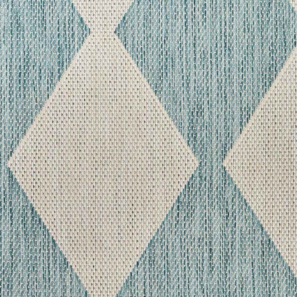 Nourison Positano Geometric Aqua 8&#39; x 10&#39; Indoor/Outdoor Area Rug, , large