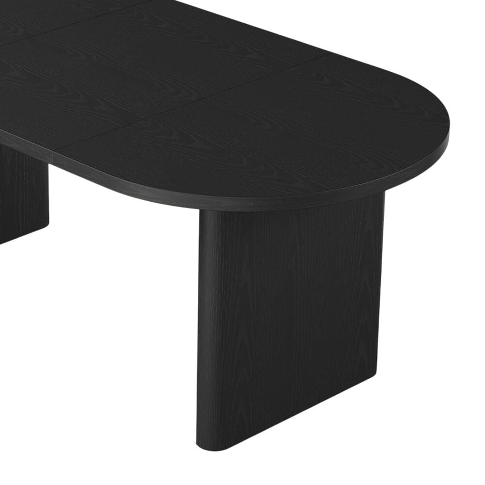 GARVEE 63" Oval Dining Table with Wood Base in Black - Table Only, , large