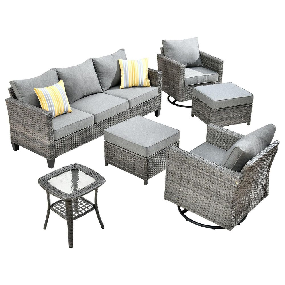 HOMLUX 6-Piece Patio Conversation Set in Dark Gray, , large