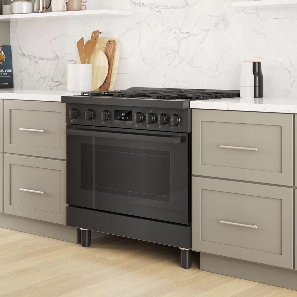 Bosch 36&quot; Freestanding Dual Fuel Range in Black Stainless Steel, , large