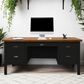 Legends Home Essex Executive Desk in Seal Skin Black and Whiskey, , large