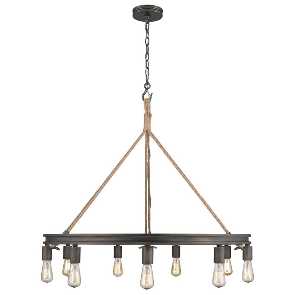 Golden Lighting Chatham 9-Light Chandelier in Gunmetal Bronze and Rope, , large