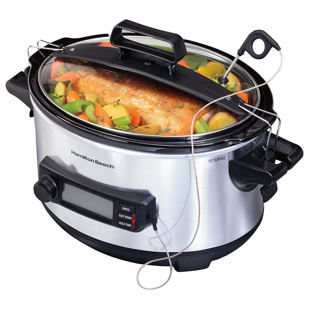 Hamilton Beach 6-Quart Advanced Temp Tracker Slow Cooker in Stainless Steel, , large