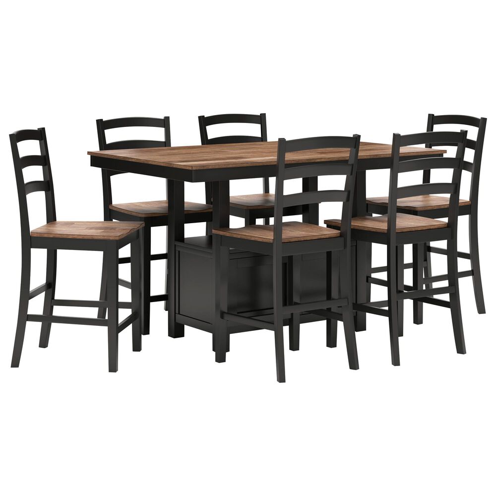 Ashley Wildenauer Counter Height Dining Table and 6 Counter Stools, , large