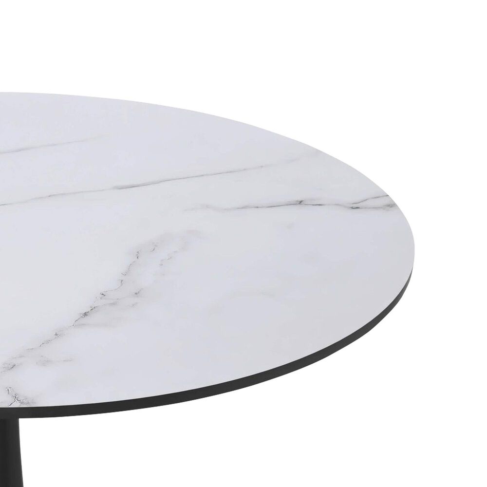 Leisuremod Leisuremod Bristol 40 round dining table Black base with marbled MDF top, , large