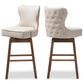 Baxton Studio Gradisca Swivel Bar Stool with Light Beige Cushion in Dark Walnut (Set of 2), , large