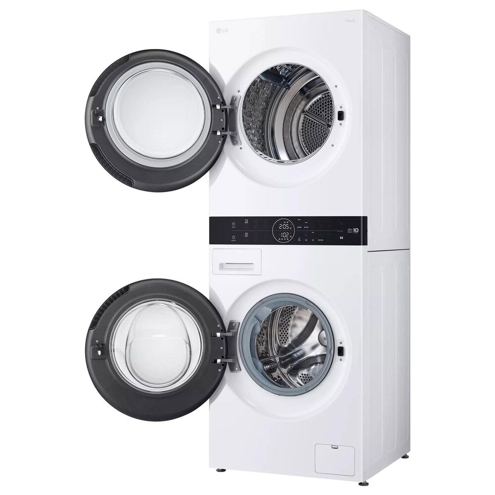 LG 2.4 Cu. Ft. Front Load Washer and 4.2 Cu. Ft. Electric Dryer Stack Laundry in White, , large